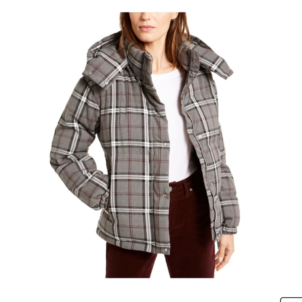 Weather‎ Tamer gray plaid puffer jacket